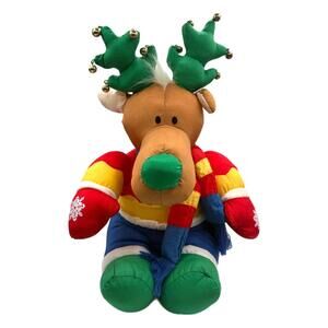 Vintage 1980s Jumbo Christmas Reindeer Nylon Parachute Plush Toy